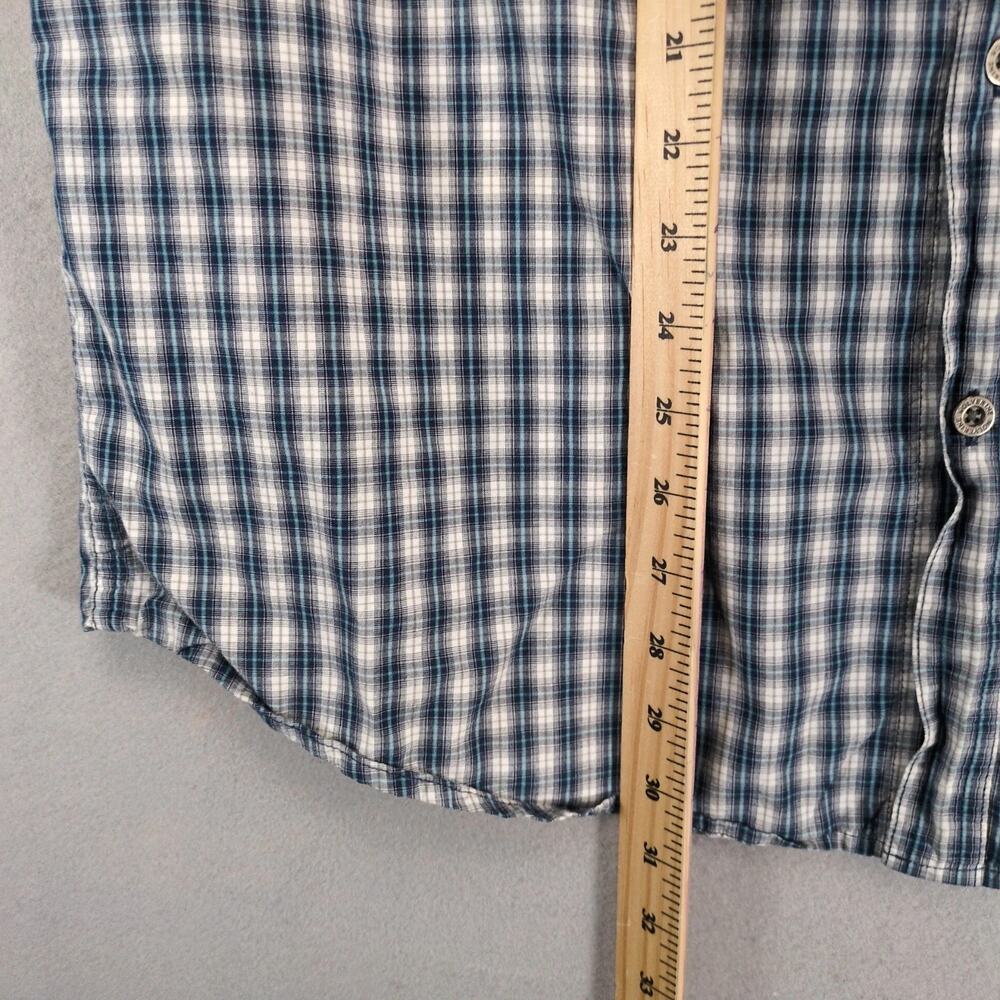 Wolverine Blue Plaid Cotton Button Down Shirt Men's L Tall Short Slv Gorpcore - Picture 7 of 10